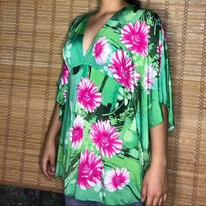 Trac green and pink floral dress/top